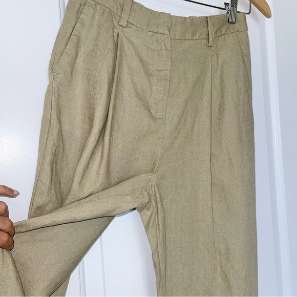 Oak and Fort 100% Linen Straight Leg Pants, beige, size 6 - Picture 6 of 15
